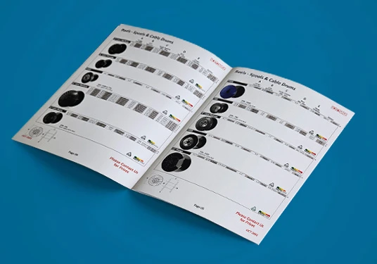 Catalogue with pictures of reels and spools